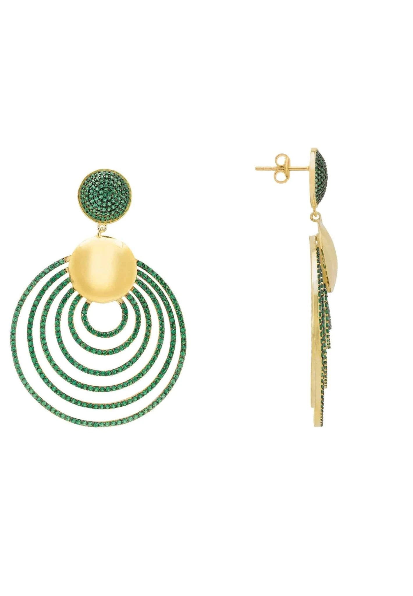 Latelita Descending Circles Drop Earrings Gold Emerald 5 Latelita Descending Circles Drop Earrings Gold Emerald - Image 3