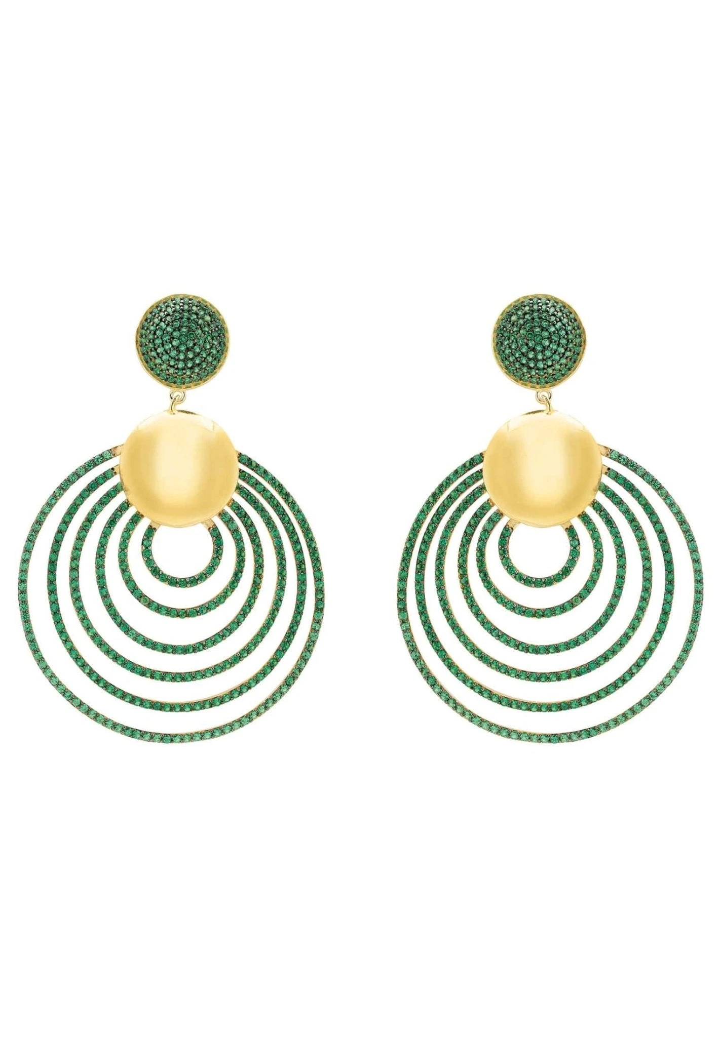 Latelita Descending Circles Drop Earrings Gold Emerald 3 Latelita Descending Circles Drop Earrings Gold Emerald