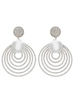 Latelita Descending Circles Drop Earrings Silver White