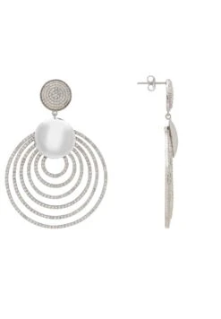Latelita Descending Circles Drop Earrings Silver White -Latelitla Store descending circles drop earrings silver white 763865