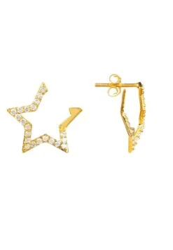 Latelita Diamond Open Star Earrings Gold -Latelitla Store diamond open star earrings gold 972110