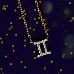 Latelita Diamond Zodiac Necklace Gold Gemini -Latelitla Store diamond zodiac necklace gold gemini 375155