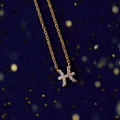 Latelita Diamond Zodiac Necklace Gold Pisces -Latelitla Store diamond zodiac necklace gold pisces 336711