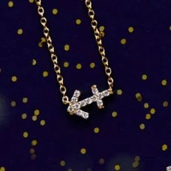 Latelita Diamond Zodiac Necklace Gold Sagittarius 10 Latelita Diamond Zodiac Necklace Gold Sagittarius -Latelitla Store diamond zodiac necklace gold sagittarius 170313