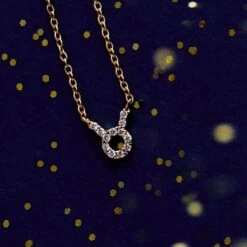 Latelita Diamond Zodiac Necklace Gold Taurus -Latelitla Store diamond zodiac necklace gold taurus 928423