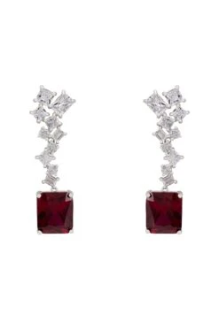 Latelita Diana Ruby Drop Earrings Silver