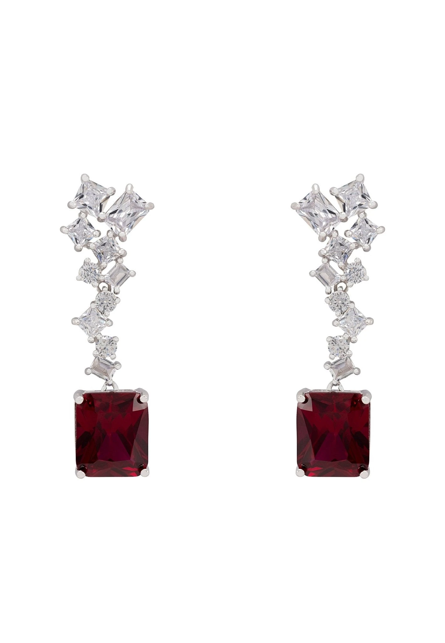 Latelita Diana Ruby Drop Earrings Silver 3 Latelita Diana Ruby Drop Earrings Silver