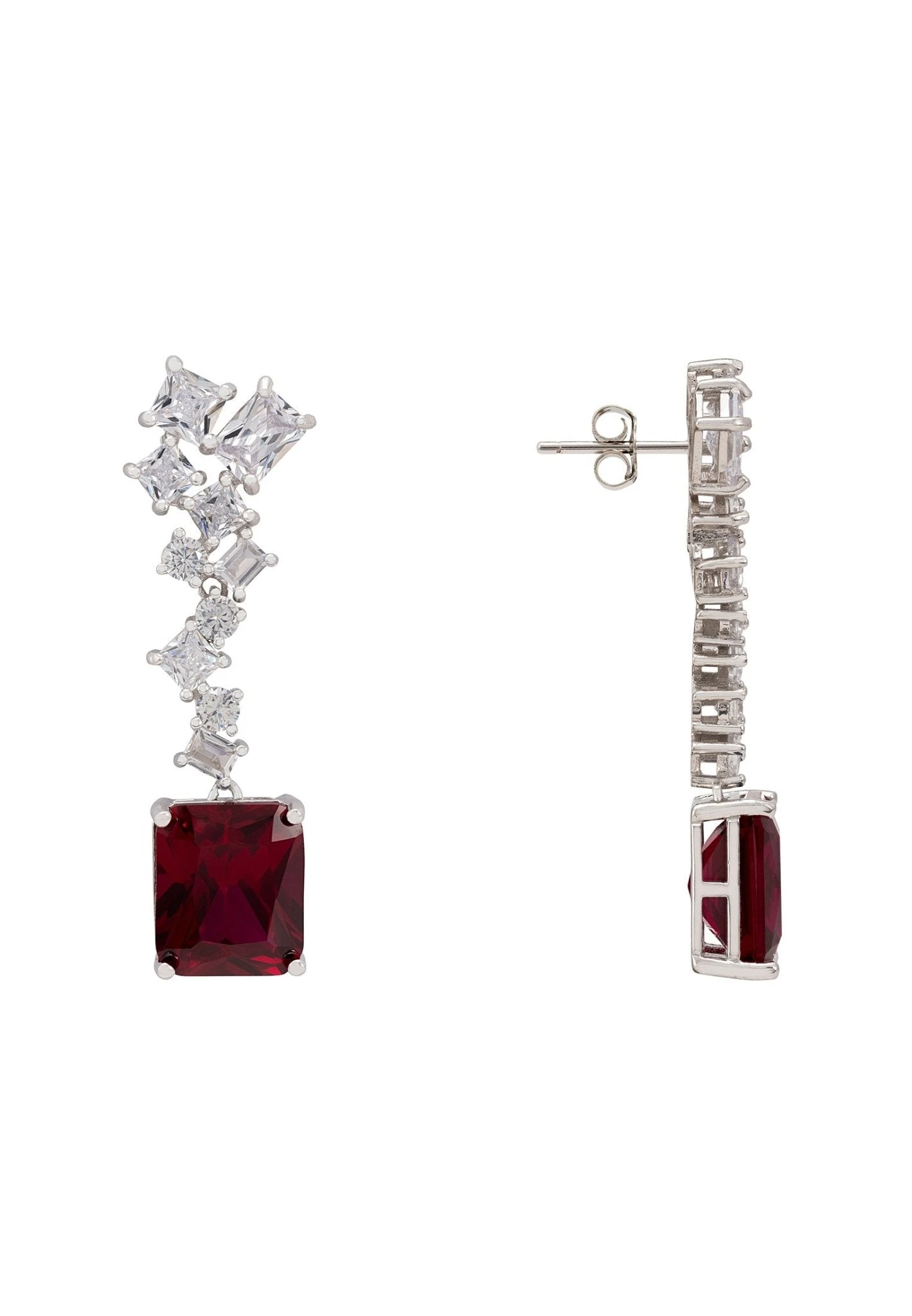 Latelita Diana Ruby Drop Earrings Silver 5 Latelita Diana Ruby Drop Earrings Silver - Image 3
