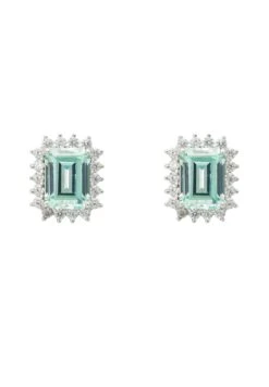 Latelita Elena Gemstone Stud Earrings Aquamarine Silver