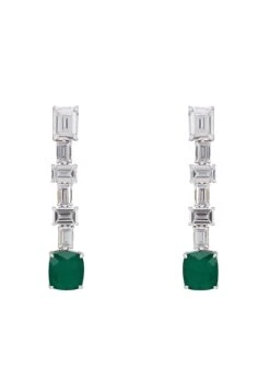 Latelita Elizabeth Colombian Emerald Drop Earrings Silver