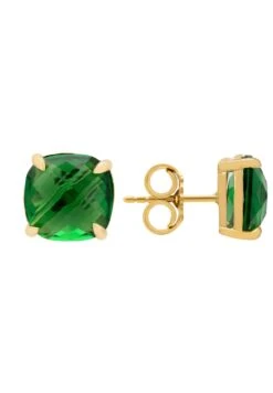 Latelita Empress Gemstone Stud Earrings Gold Emerald -Latelitla Store empress gemstone stud earrings gold emerald 586183