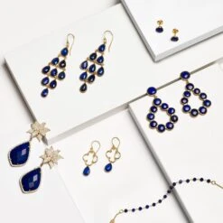 Latelita Erviola Gemstone Cascade Earrings Gold Lapis Lazuli -Latelitla Store erviola gemstone cascade earrings gold lapis lazuli 259237