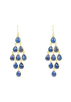Latelita Erviola Gemstone Cascade Earrings Gold Lapis Lazuli