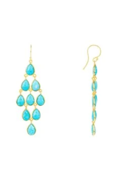 Latelita Erviola Gemstone Cascade Earrings Gold Turquoise -Latelitla Store erviola gemstone cascade earrings gold turquoise 118099