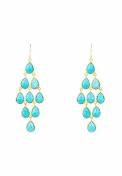 Latelita Erviola Gemstone Cascade Earrings Gold Turquoise