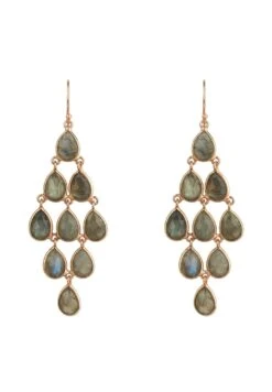 Latelita Erviola Gemstone Cascade Earrings Rose Gold Labradorite