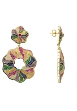 Latelita Esmeralda Multi-Coloured Statement Drop Earrings Gold -Latelitla Store esmeralda multi coloured statement drop earrings gold 788342