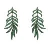 Latelita Feathered Leaf Statement Drop Earrings Green Cz -Latelitla Store feathered leaf statement drop earrings green cz 277708