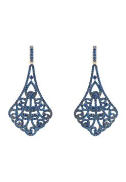 Latelita Featherington Drop Earrings Sapphire Blue Gold