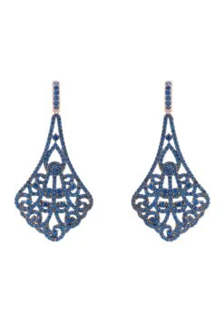 Latelita Featherington Drop Earrings Sapphire Blue Rosegold