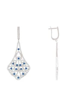 Latelita Featherington Drop Earrings Sapphire Blue Silver -Latelitla Store featherington drop earrings sapphire blue silver 727198