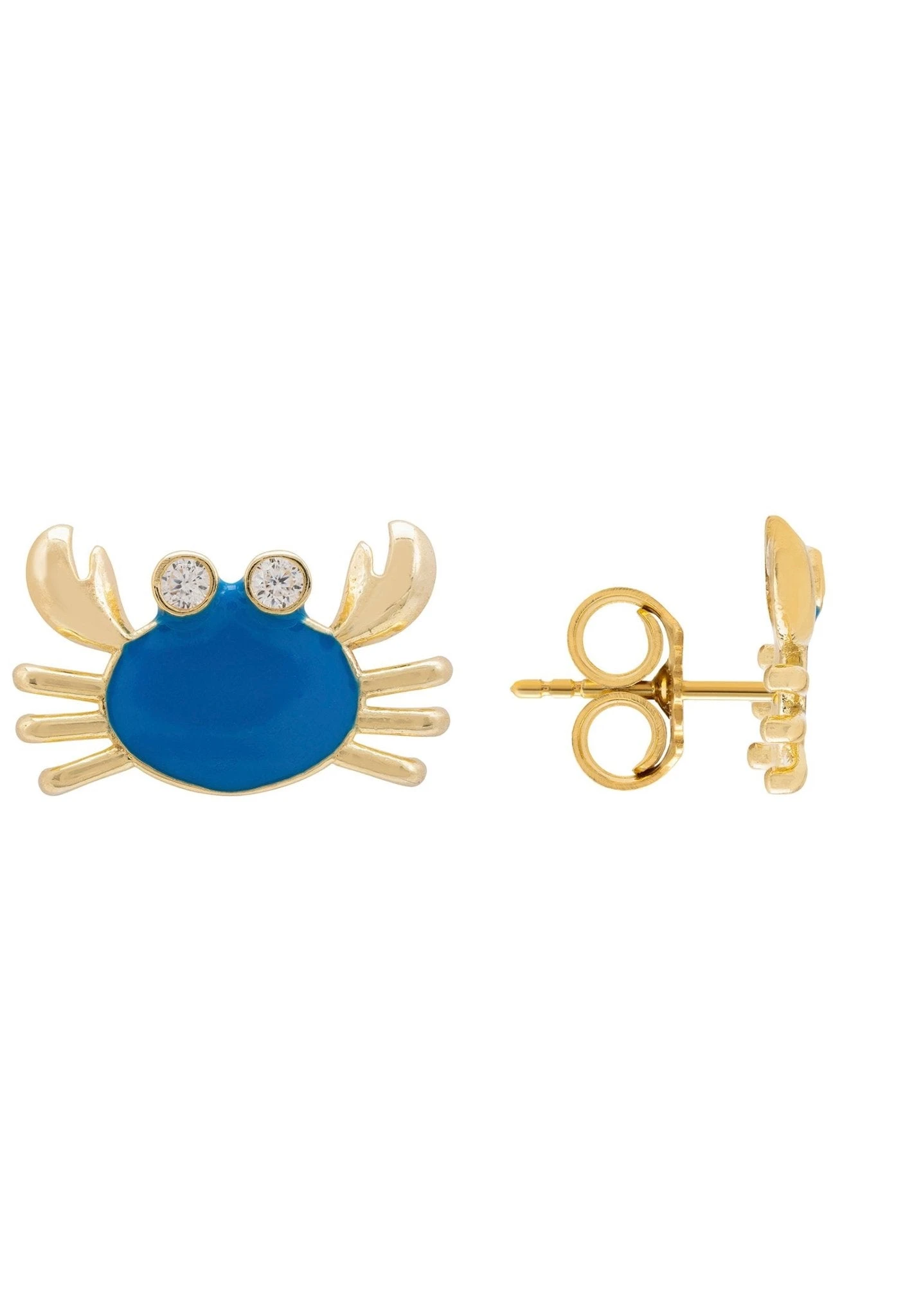 Latelita Feeling Crabby Turquoise Enamel Stud Earrings Gold 5 Latelita Feeling Crabby Turquoise Enamel Stud Earrings Gold - Image 3