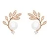 Latelita Fern Leaf & Pearl Earrings Rosegold -Latelitla Store fern leaf pearl earrings rosegold 789468