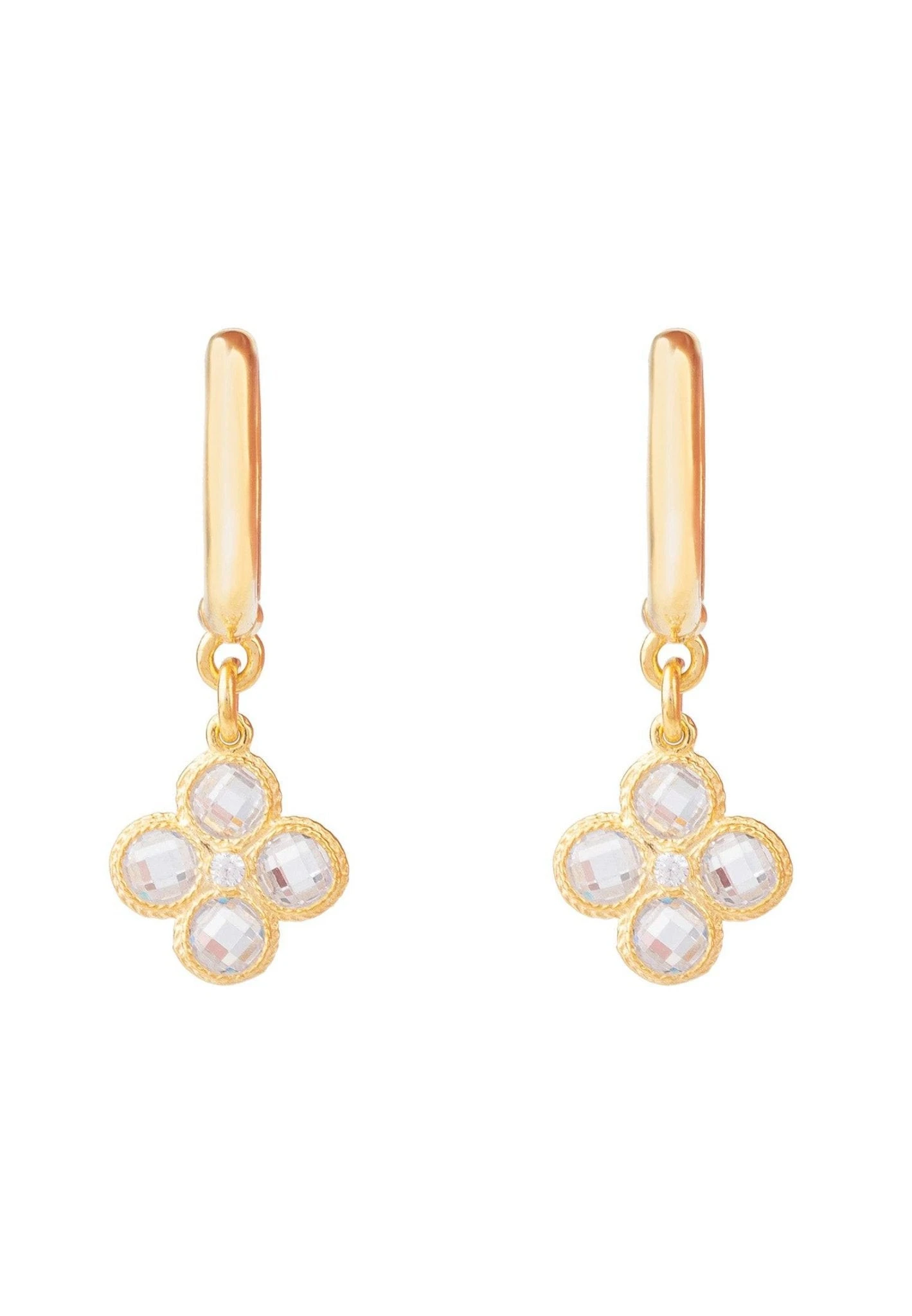 Latelita Flower Clover Small Drop Earrings Gold 3 Latelita Flower Clover Small Drop Earrings Gold