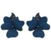 Latelita Flower Large Stud Earrings Gold Sapphire Blue -Latelitla Store flower large stud earrings gold sapphire blue 133160