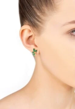 Latelita Flowers Asymmetrical Earclimber & Stud Green Cz -Latelitla Store flowers asymmetrical earclimber stud green cz 140471