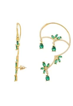Latelita Flowers Asymmetrical Earclimber & Stud Green Cz -Latelitla Store flowers asymmetrical earclimber stud green cz 686817