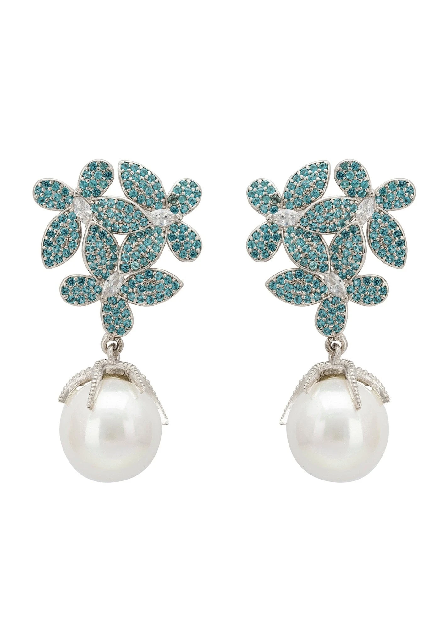 Latelita Flowers Baroque Pearl Earrings Aqua Blue Silver 3 Latelita Flowers Baroque Pearl Earrings Aqua Blue Silver