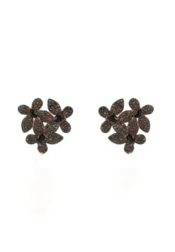 Latelita Flowers Large Stud Earrings Chocolate
