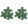 Latelita Flowers Large Stud Earrings Gold Emerald Green -Latelitla Store flowers large stud earrings gold emerald green 201767