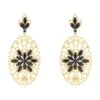 Latelita Full Bloom Flower Earrings Black Gold -Latelitla Store full bloom flower earrings black gold 341114