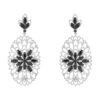 Latelita Full Bloom Flower Earrings Black Silver -Latelitla Store full bloom flower earrings black silver 834980