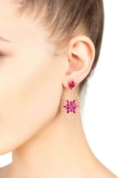 Latelita Full Bloom Flower Earrings Ruby Rosegold -Latelitla Store full bloom flower earrings ruby rosegold 179920