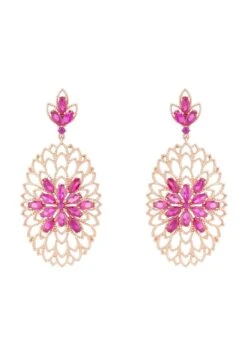 Latelita Full Bloom Flower Earrings Ruby Rosegold