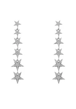 Latelita Graduated Star Drop Earrings Sterling Silver