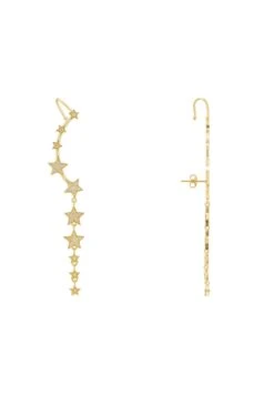 Latelita Graduated Star Ear Climbers With Drop Gold -Latelitla Store graduated star ear climbers with drop gold 320809