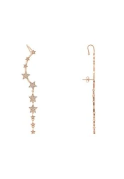 Latelita Graduated Star Ear Climbers With Drop Rosegold -Latelitla Store graduated star ear climbers with drop rosegold 984655