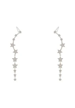 Latelita Graduated Star Ear Climbers With Drop Silver