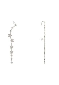 Latelita Graduated Star Ear Climbers With Drop Silver -Latelitla Store graduated star ear climbers with drop silver 506543
