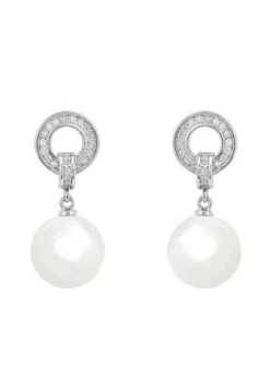 Latelita Halo Pearl Drop Earrings Silver