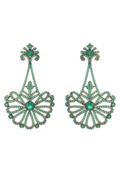 Latelita Harlequin Drop Earrings Rosegold Emerald