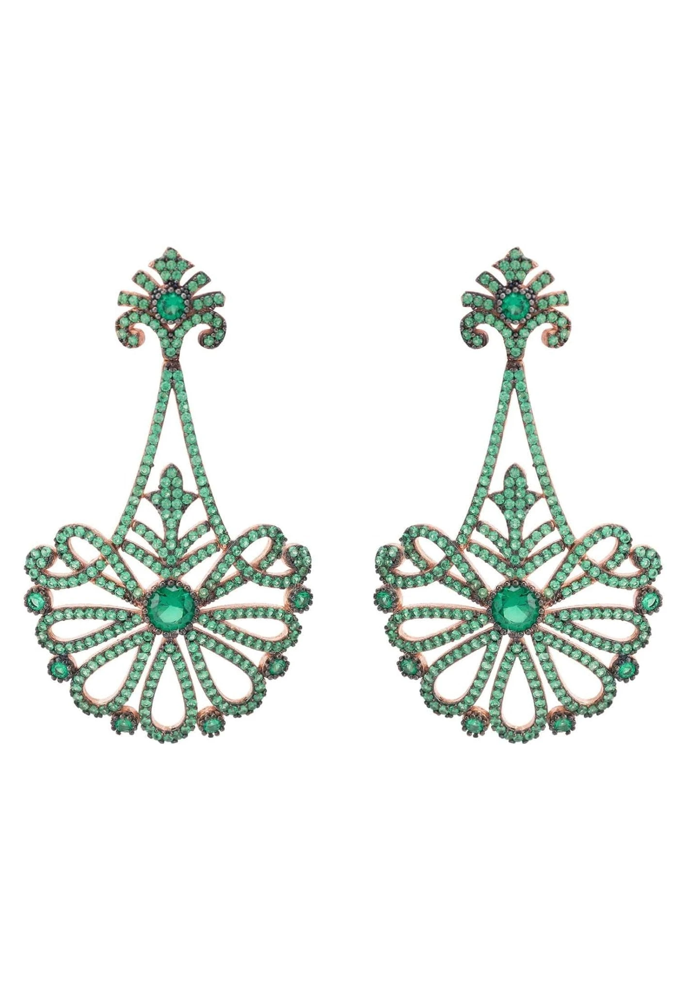 Latelita Harlequin Drop Earrings Rosegold Emerald 3 Latelita Harlequin Drop Earrings Rosegold Emerald