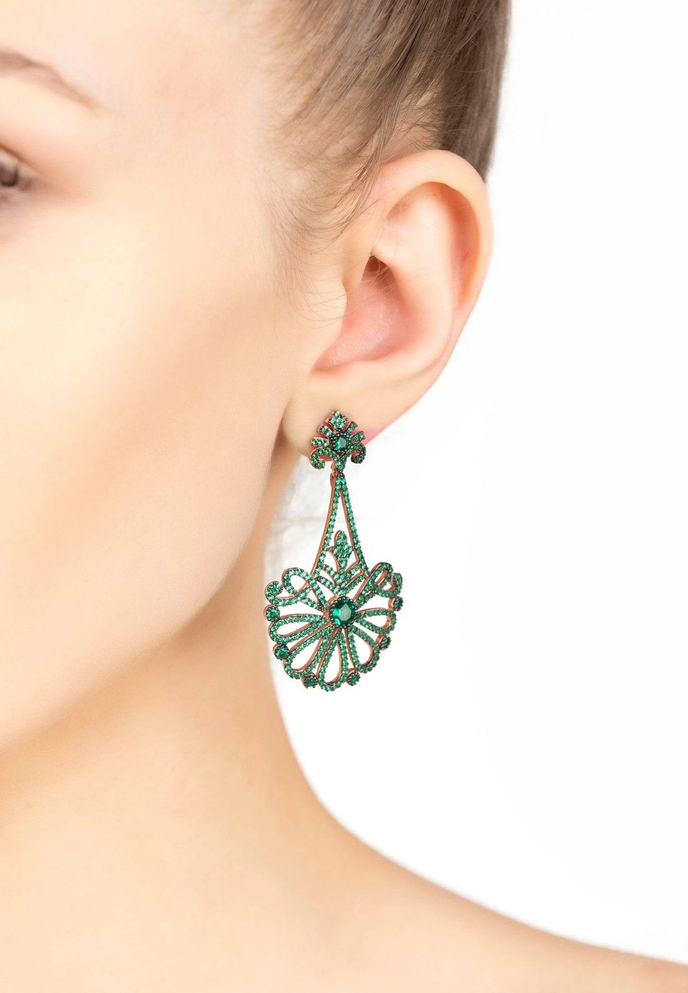 Latelita Harlequin Drop Earrings Rosegold Emerald 4 Latelita Harlequin Drop Earrings Rosegold Emerald - Image 2
