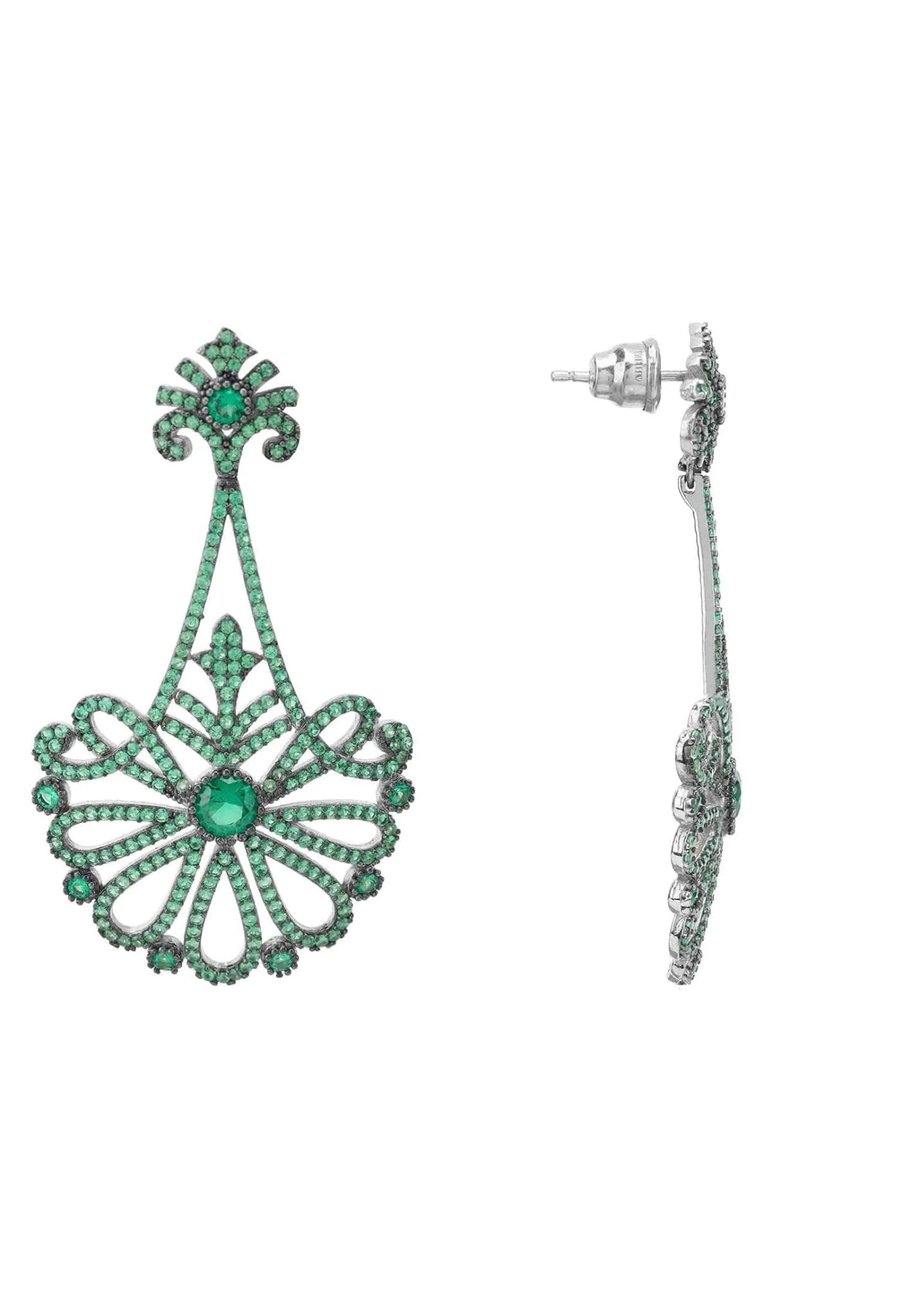 Latelita Harlequin Drop Earrings Silver Emerald 5 Latelita Harlequin Drop Earrings Silver Emerald - Image 3