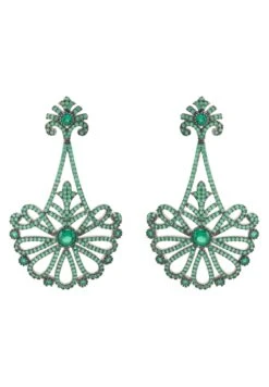 Latelita Harlequin Drop Earrings Silver Emerald