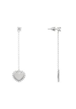 Latelita Heart Mirrored Drop Earrings Silver -Latelitla Store heart mirrored drop earrings silver 506777